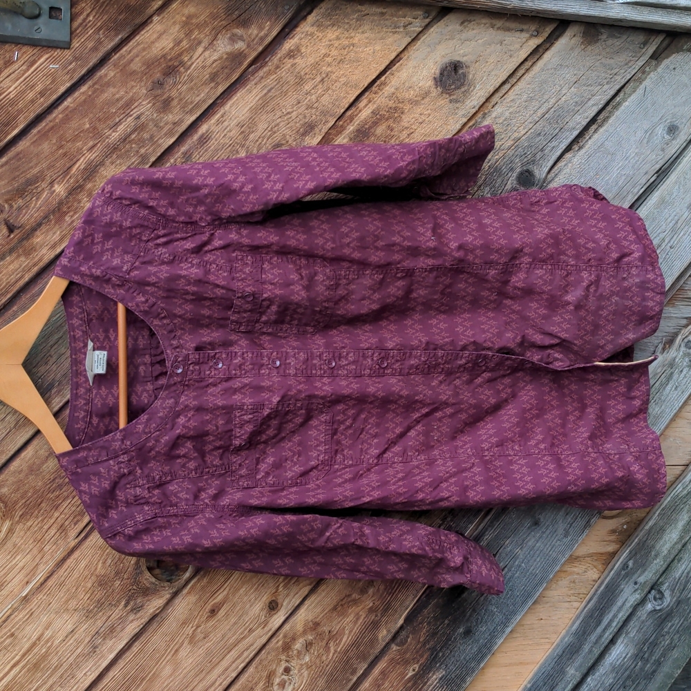 Duluth Tunic maroon block printed Cotton Top Medium